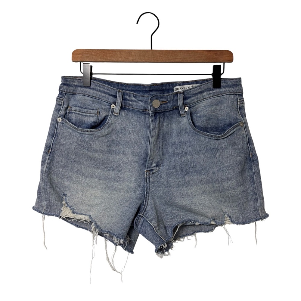 BLANK NYC THE ASTOR CUT OFF LIGHT BLUE DISTRESSED WOMEN JEAN SHORTS SIZE 31